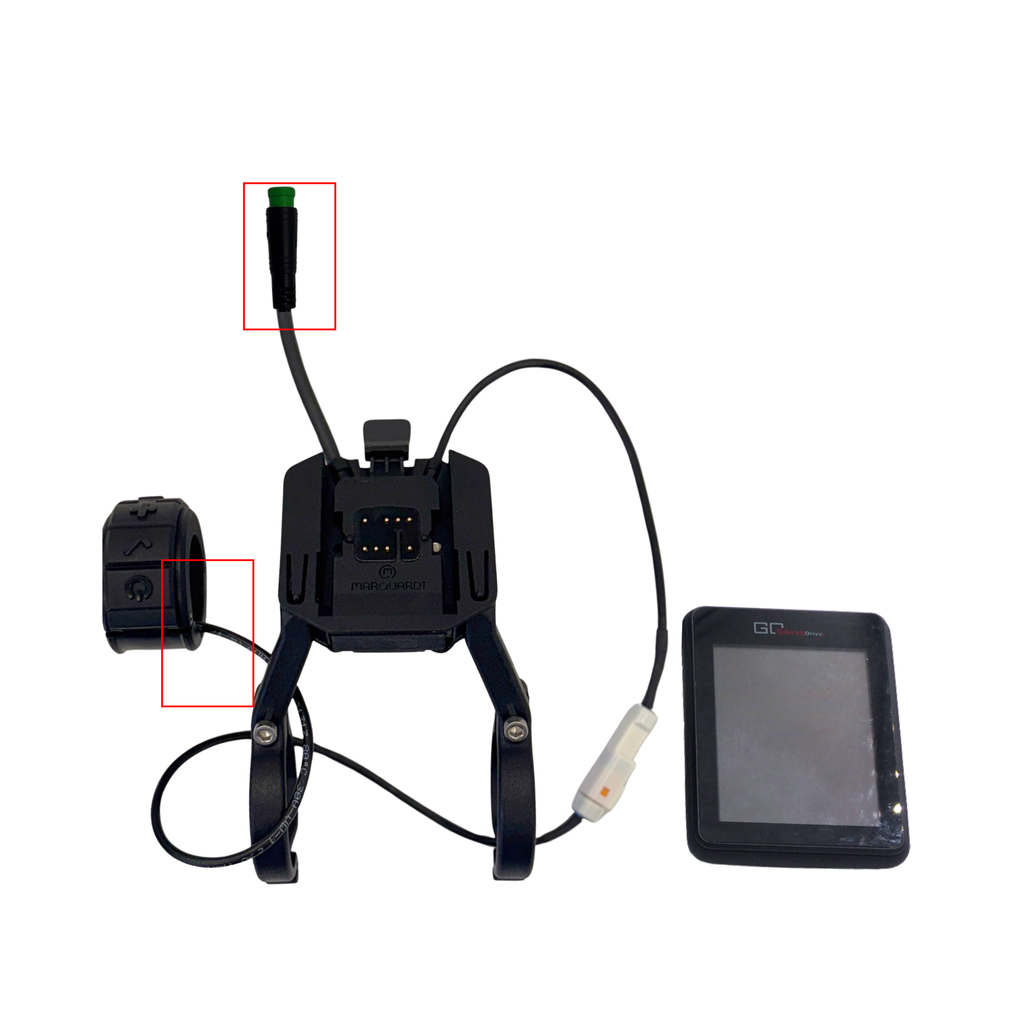 [30072000.5] Go SwissDrive EVO Display CAN für M99 Pro inkl. Dockingstation (Kabelausgang seitlich, vom Fahrer weg, trennbar (Primär HP Velotechnik), 250mm)